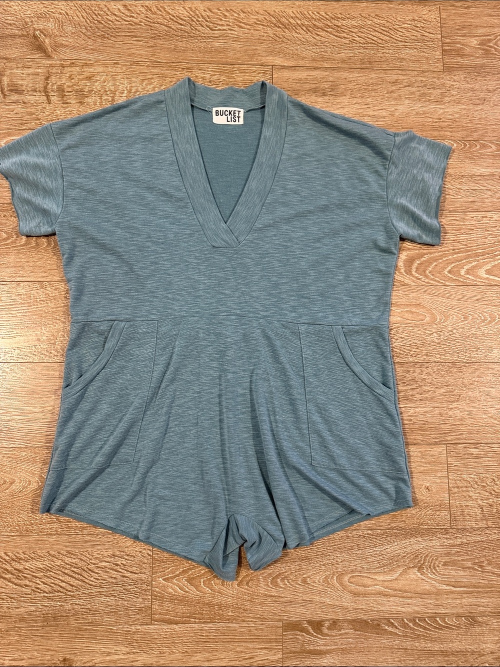BUCKETLIST Slate Blue V-Neck Romper